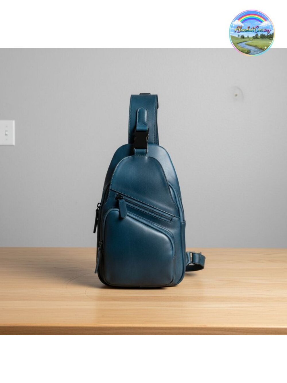 Genuine Cow Leather Sling Bag Chest Crossbody Backpack Handmade Daypack